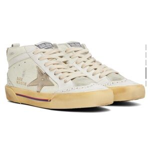 Golden Goose White and Tan Athletic Shoes